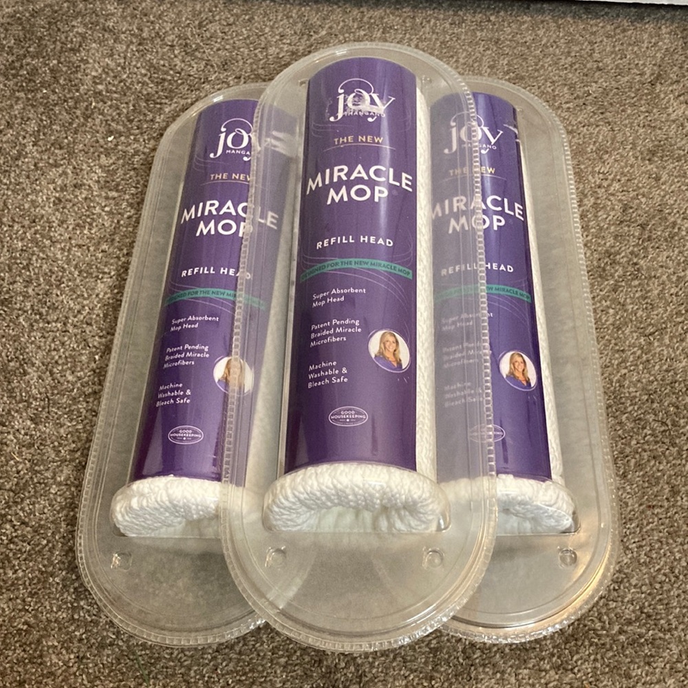 Lot of 3 Joy Mangano miracle mop refill head. All brand new and sealed